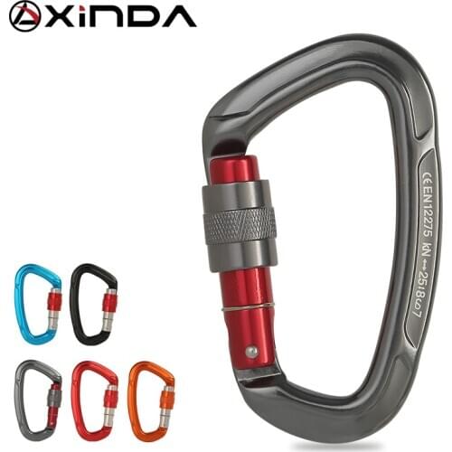 XINDA Professional Rock Climbing Carabiner 25KN Lock D-shape Safety Buckle Outdoor Safety Protection Carabiner Equipment