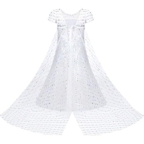 Girls Ice And Snow Country Aisha Princess Dress Net Cloak Cosplay Anime Performance Props Festival Party School Activity Cloth