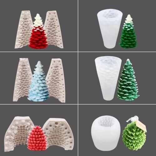 1pc 3D Christmas Tree Candle Soap Making Mold Kitchen Tools Silicone Cake Chocolate Baking Mould Baking Mould Tool Craft 2021