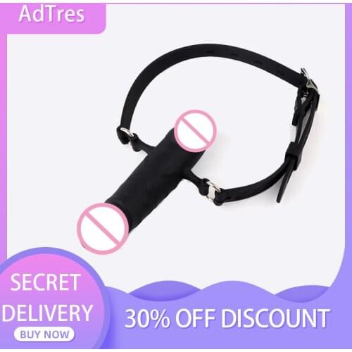 Silicone Double-Ended Open Mouth Gag Dildo Oral Fixation Strap On Slave Sex Toy Hollow Penis Plug Harness Bdsm Bondage for Adult