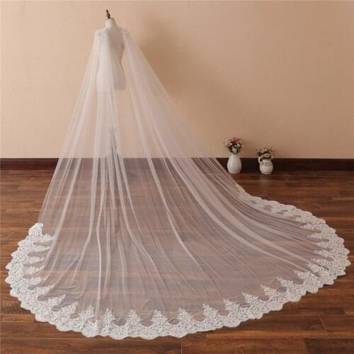 Bridal Cape Veil Cathedral Long Lace White Ivory Tulle Wedding Shoulder Boleros Accessories Veils for Bride Velos de Negra