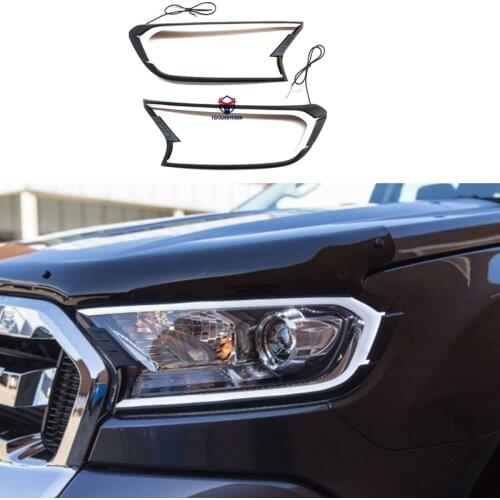 LED Head Lamp Light Cover Fit For Ford Ranger T7 T8 2015-2020 Car Decorative Front Light Headlight Cover