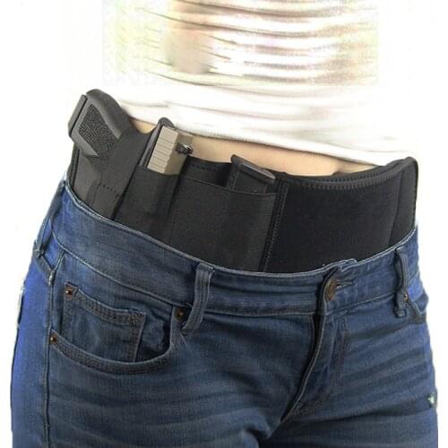 Tactical Belly Band Holster for Gun Concealed Carry Pistol Gun Pouch Waist Bag Invisible Elastic Girdle Belt for Hunting Airsoft