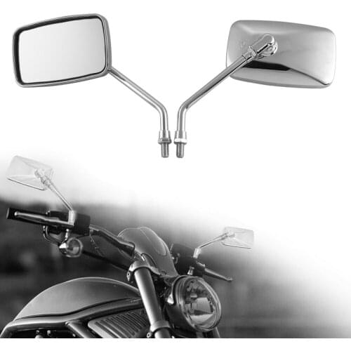 DERI 1Pair Universal Rectangle Aluminum Motorcycle Rearview Mirrors 10mm Chrome mirror moto Scooter E-Bike retrovisor de moto