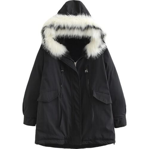 Plus size 3XL-5XL Cotton Jacket Women Parkas Winter Thicken Cotton-padded Jacket Female Hooded Coat Large size Slim Cotton Coat