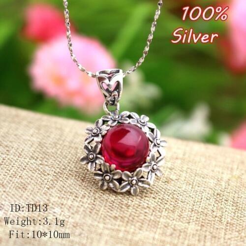 10mm 100% Sterling-Silver Color Jewelry Flower Pendents Blank For Women Fit Round Shape Base Tray for Diy Jewelry Pendent