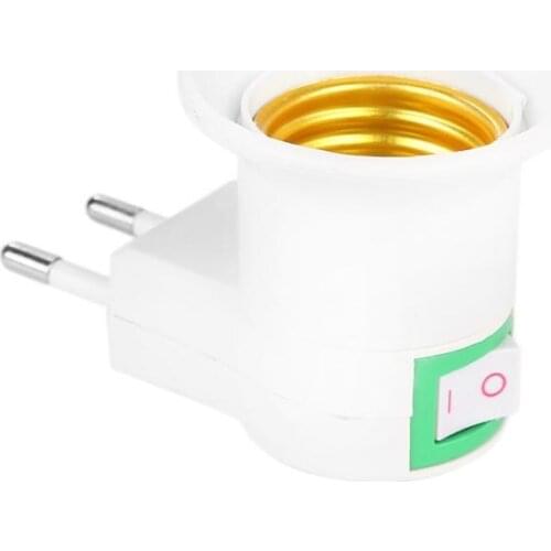 1Pcs E27 LED Light Male Sochet Base Type To AC Power 220V EU Plug Lamp Holder Bulb Adapter Converter + ON/OFF Button Switch