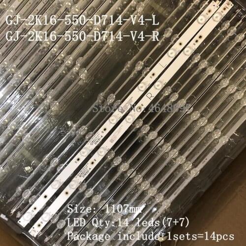 14 PCS LED backlight strip for 55PFF5701 55PUS6501 GJ-2K16-550-D714-V4-R L S1 55PUH6101 55PUS6581 55PUS6561 55PUS6101 55PUS7272