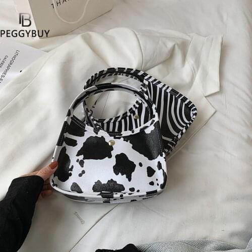 2021 Girls Brief Womens Casual Bags Fashion Women Animal Pattern Printing PU Leather Small Hobos Tote Handbag