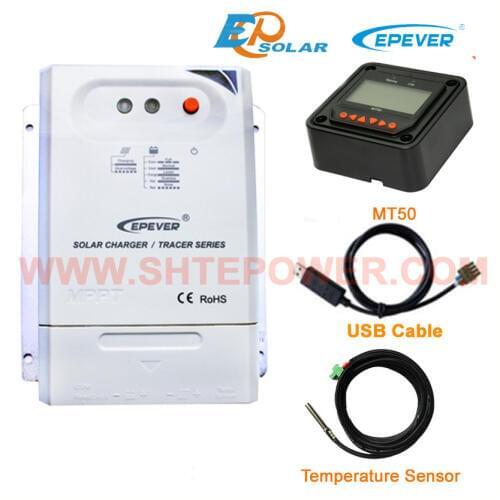 24V Battery Charger regulator 20A MPPT controller solar home panels system USB cable MT50 Meter Tracer2210CN temp sensor