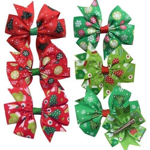 30 pcs/lot , Christmas Hair bow clips , Ribbon Hair Bows Clip