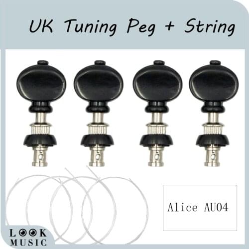 4PCS Ukulele Tuning Pegs Machine Heads Black Friction Pegs Pins With Free Alice AU04 Ukulele String