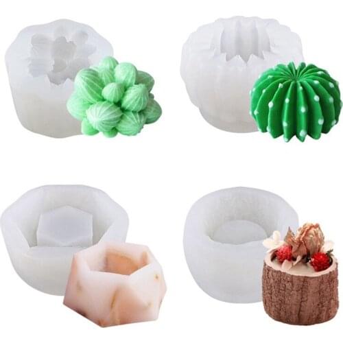 4Pcs Succulent Cactus Silicone Mold,3D Cactus Casting Molds for Resin,DIY Candle,Wax,Soap,Clay ,Cake Decorating