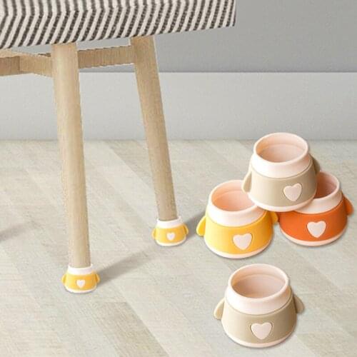 4PCS Chair Leg Covers Silicone Round Shape Non-Slip Floor Protectors Creative Anti Damp Table Foot Pad Home Decoration