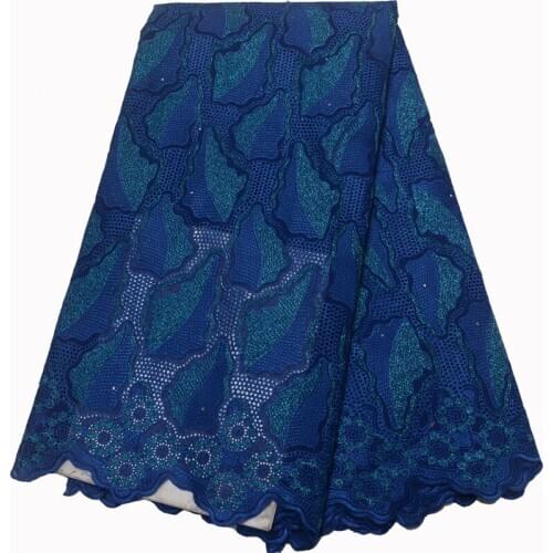 5yards/pc) high quality royal blue African dry cotton lace fabric wonderful embroidered Swiss voile lace for party dress CP059