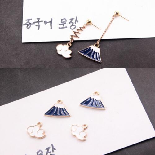 Enamel Alloy Mountain White Clouds Pendant Eardrop Charms Diy Handmade Material for Necklace Earring Jewelry 6pcs