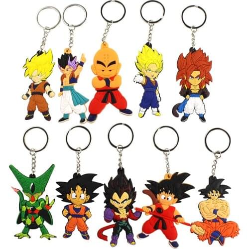 7-8cm Anime Dragon Ball Z Son Goku Vegeta Trunks Cell Kuririn Keychain Pendant Model Toys Gifts For Children