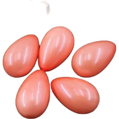 APDGG 16x25MM 5 Pcs Natural Orange Pink Sea Shell Pearl Half Hole Teardrop Beads For Pendant Necklace Earrings DIY Jewelry