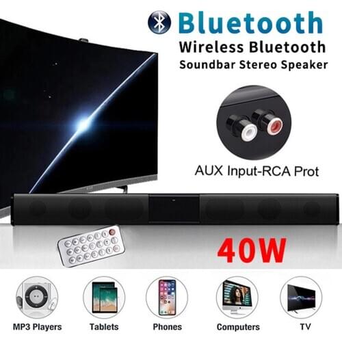 40W 2021 Wireless Bluetooth Soundbar Speaker TV Home Theater Soundbar + Remote Control Home Audio&TV Speaker Soundbar Speakers