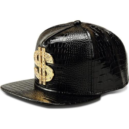 New style Fashion snapback men flat brim golden usd logo jewel multicolor Croco PU hip hop punk baseball cap casual street trend
