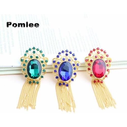 Pomlee Big Crystal Tassel Brooch 2021 New Arrival Unisex Pin Gold Beijing Opera Brooch Gift Clip Accessories Whosales