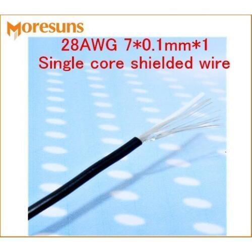Fast Free Ship 20M/lot 28AWG 7*0.1mm*1 Single core shielded wire signal wire and Audio cable