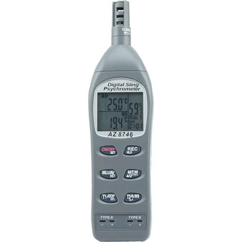 AZ8746 Digital Hygrometer-Double K Thermocouple Hygrometer Hygrometer Dew Point and Wet Bulb Thermometer Air Temperature