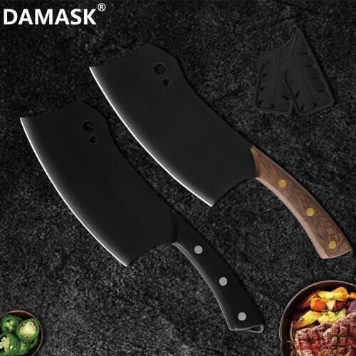 Damask 3cr13 Stainless Steel Kitchen Chopping Knife Chef Kitchen Knives BBQ Tools Butcher Meat Cleaver Outdoor Camping Home Tool