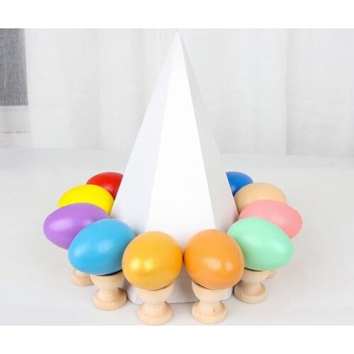 Wooden simulation toy egg Kids Play toys DIY painting Wooden egg with Tray Easter color eggs