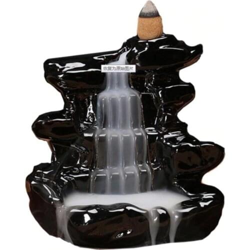 Zen Backflow Mystical Waterfall Incense Holder + 5 Pieces Incense Cones 3-l