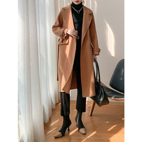 Double Sided Cashmere Overcoat Womens Tweed Medium Length 2021 Winter New Thickened High End Foreign Style Overcoat 100% Wool