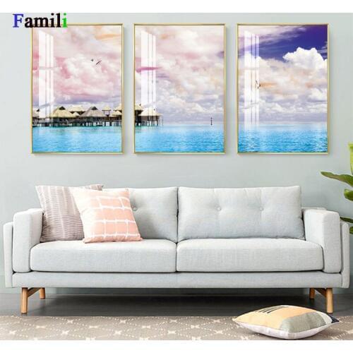 Canvas Painting Blue Sea And Sky Wall Art Nordic Posters And Prints Seascape Home Decoration Pictures For Living Room