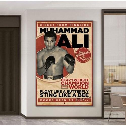 Canvas painting Heavyweight Champion of the World Muhammad Ali Vintage Retro Posters and Prints for Living Room Home Decor
