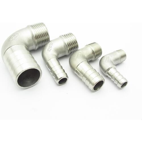 8mm 10mm 12mm 14mm 15mm 16mm 20mm 25mm 32mm Hose Barb x 1/4" 3/8" 1/2" 3/4" 1" BSP Male 304 Stainless Steel Elbow Pipe Fitting