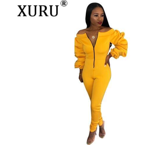 XURU Autumn and Winter New Womens Space Layer Jumpsuit Word Collar Piles of High-elastic Thickening Slim Bodysuit