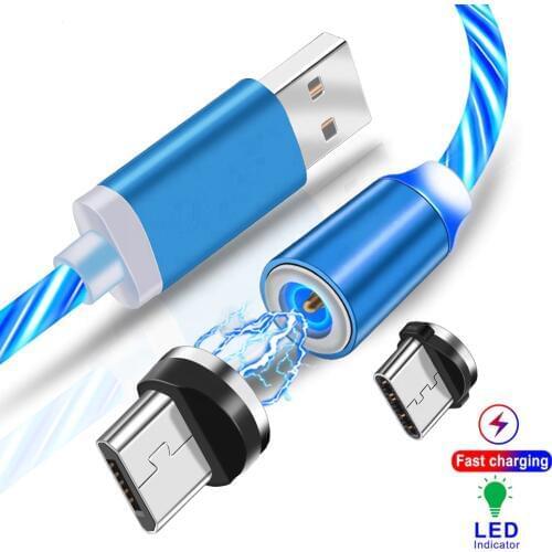 Magnetic Flow Luminous LED Light USB Charger Cable For Samsung Galaxy S10 A90 5G A50 A30 A20 A10 M10 Cord Fast Charging Magnet