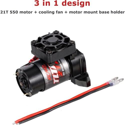 21T 550 Brushed Motor with Cooling Fan and Motor Mount Base Holder Replacement for 1/10 RC Car Traxxas Trx4 Trx6 RC Car