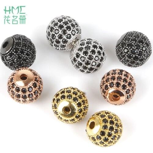 Fashion Crystal Charm Beads DIY Copper CZ Spacer Beads 10mm Zirconia Round Beads for Jewelry Making Bracelets Findings