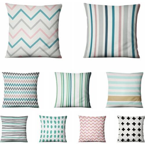 Nordic Plain Geometric Printed Pillowcase Morandi Simple Thin Linen Cushion Decorative Pillows Home Decor Sofa Throw Pillow