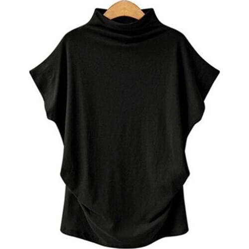 Arrival Women Solid Color Shirt Top New 2020 Stylish Lady Turtleneck Short Sleeve Casual Blouse Ladies Loose Tops Size S-3XL Hot