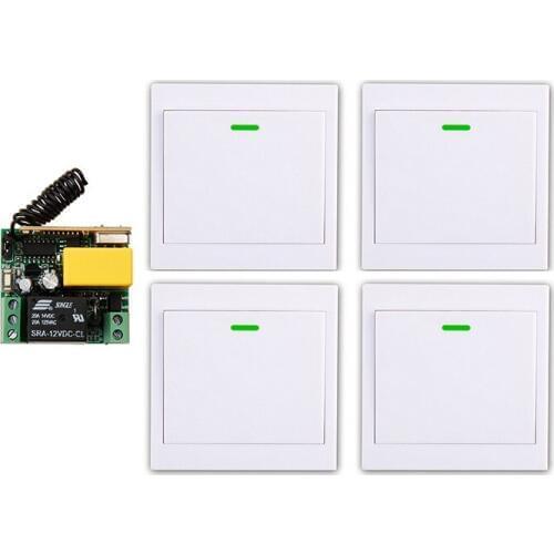 New AC220V 1CH Wireless Remote Control Switch System Receiver +Wall Panel Remote Transmitter Sticky Remote Smart Home Switch