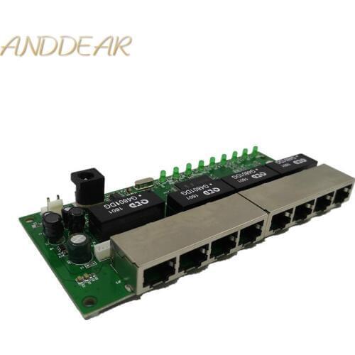 OEM PBC 8 Port Gigabit Ethernet Switch 8 Port met 8 pin way header 10/100/1000 m hub 8way power pin Pcb board OEM schroef gat