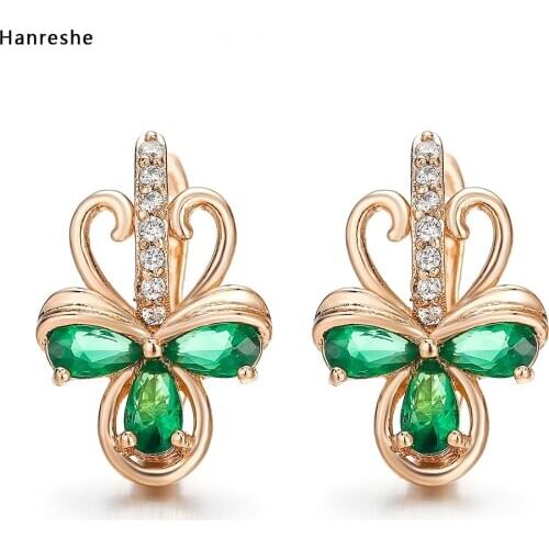 Hanreshe Women Crystal Stud Earrings AAA Natural Zircon Jewelry Female Beautiful Fashion Earrings Green Blue Earrings Women Gift