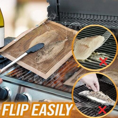 BBQ Grill Mesh Bag Reusable Mesh Grilling Bag Nonstick Grill Mat Oven Smoker Baking Grilling Mat BBQ Grill Accessories Dropship