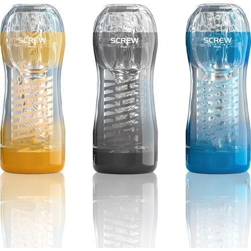 Aircraft Vagina Spiral Transparent Vacuum Sex Cup Sex Toys for Men Male Masturbator Cup Real Pussy Adult Products