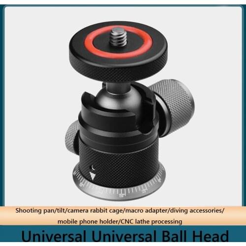 Aluminum Alloy Tripod Mount Camera Ball Head 360 Rotation Universal 1/4inch Mobile Phone Bracket Holder for Monopod DSLR Camera