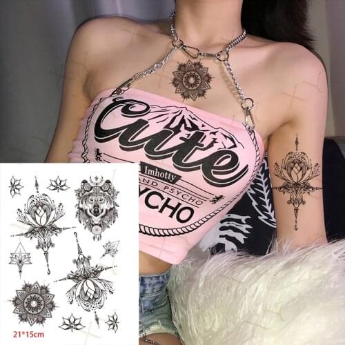 Waterproof Temporary Tattoo Sticker Pattern Moon Fox Flash Tattoos Owl Sheep Head Geometry Body Art Arm Fake Tatto Women Men