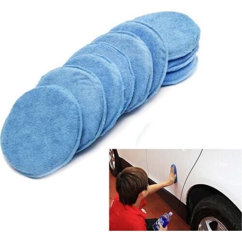 Blue 5" Diameter Microfiber Wax Applicator Polishing Sponges pads Car washer Sponges Car &Motorcycles Accessories