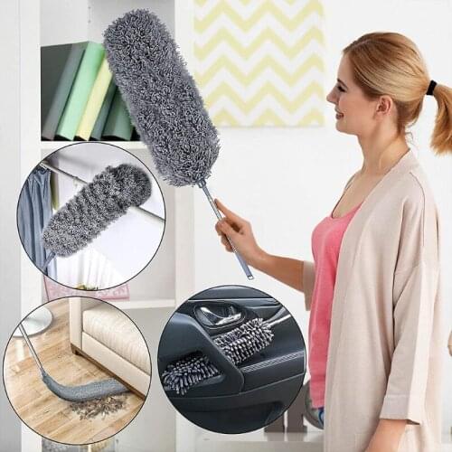 Retractable Long Handle Fiber Duster Housework Clean Brush Set with 30-100" Telescoping Extension Rod Washable Tool Kit