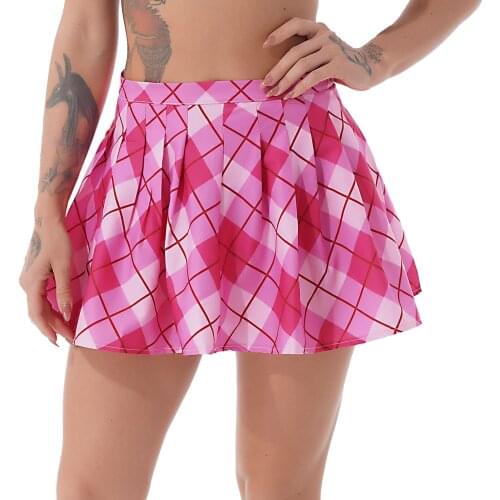 Women Plaid Pleated Mini Skirt Fashion Girls Kawaii Side Invisible Zipper Cute A-line Skirts Sexy Club Music Concert Rave Party